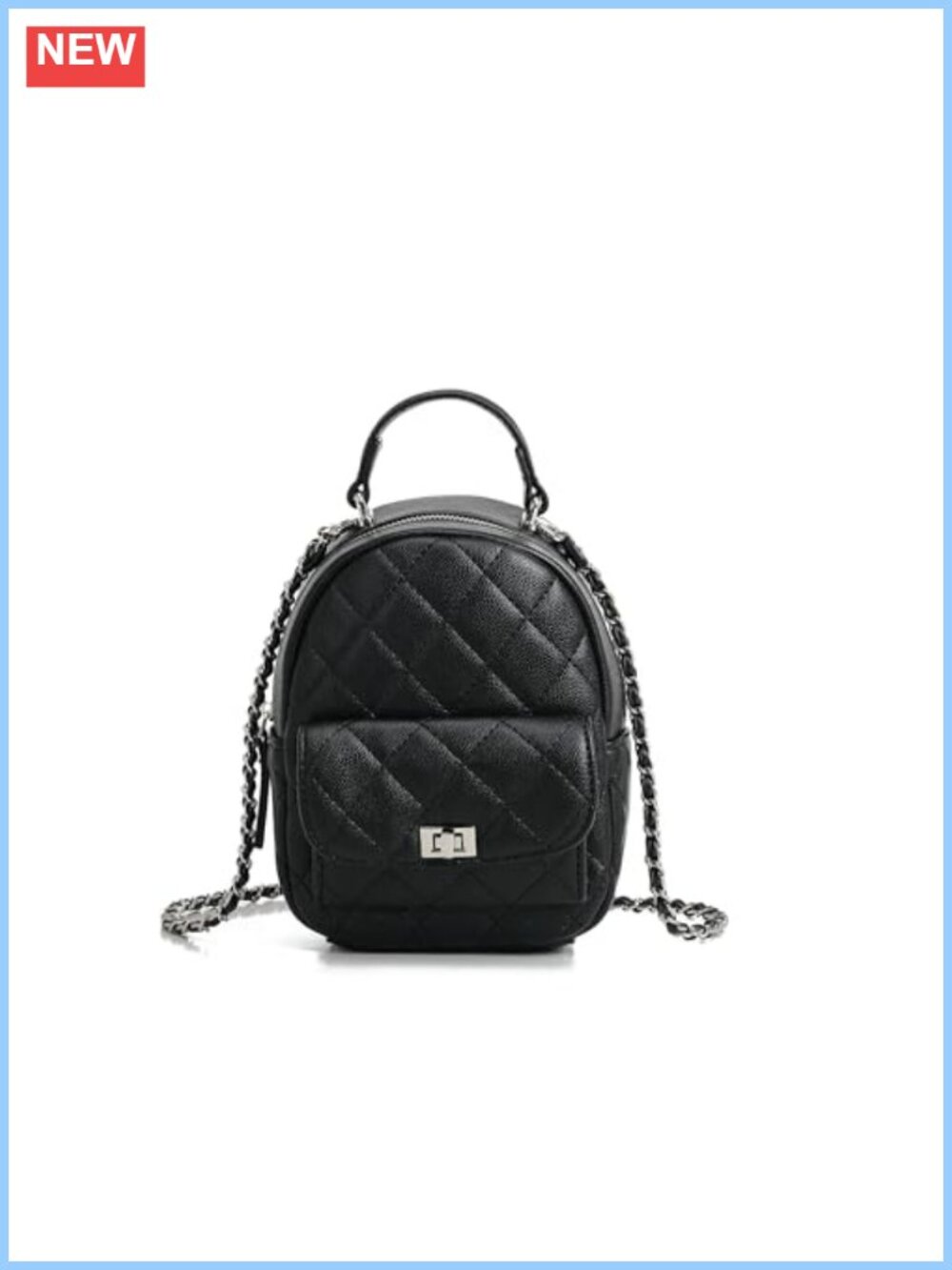 Quilted Mini Backpack Purse with Chain Strap, Faux Leather Small Travel Bag